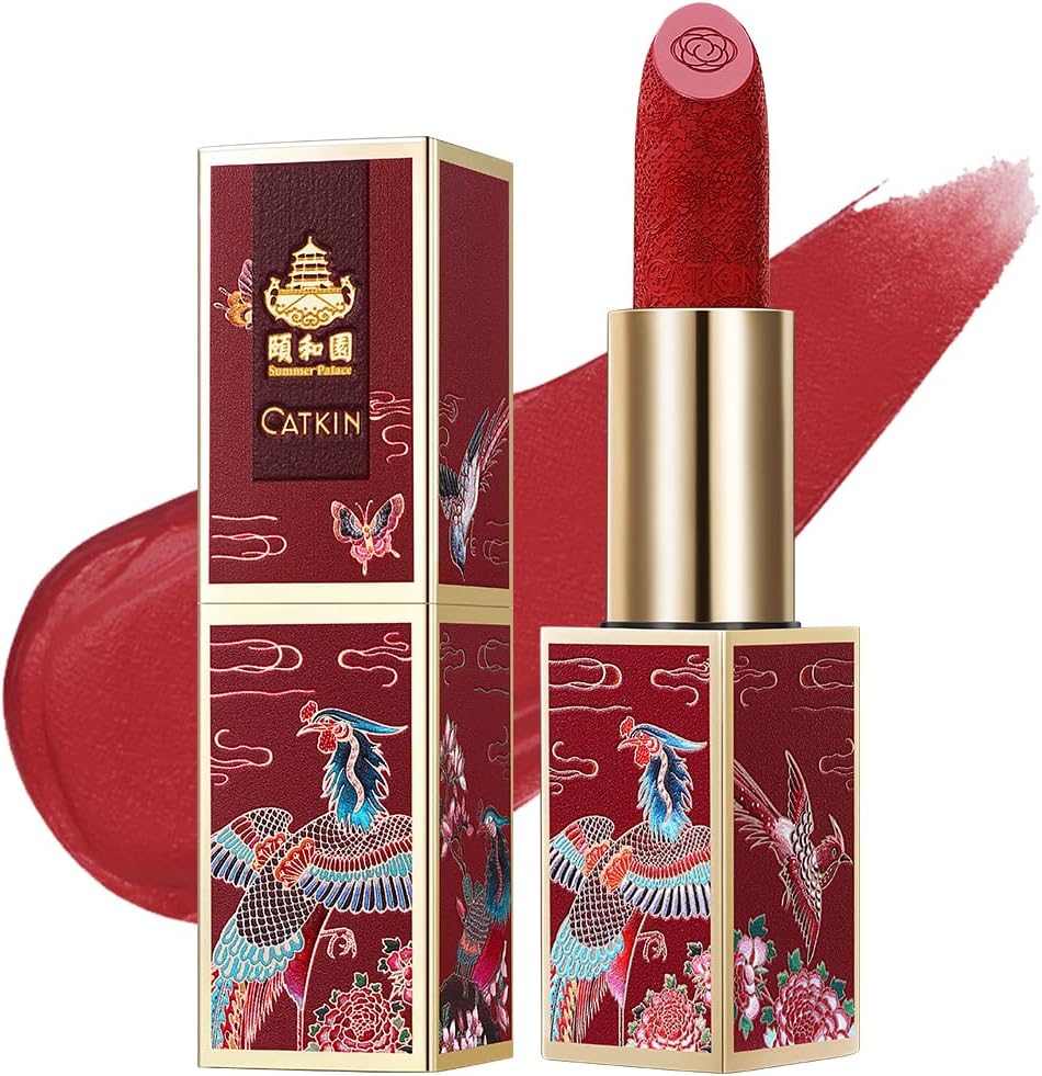 CATKIN X SUMMER PALACE Lipstick, Matte Rouge Red Long Lasting Moisturizing Lip Stick Makeup-CR138