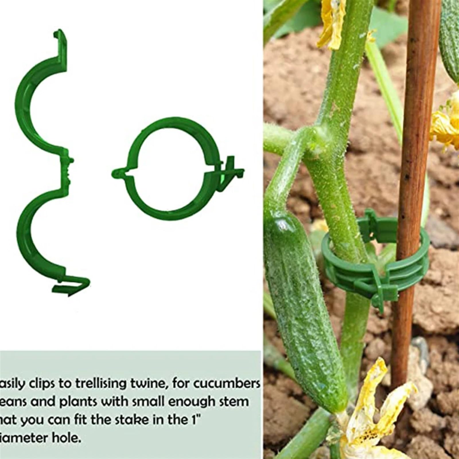 Attaches pour Plantes de Jardin, Clips de Support for Plantes, Piquet en Treillis en Plastique, Support de Serre for tomates de Jardin, 100 pièces