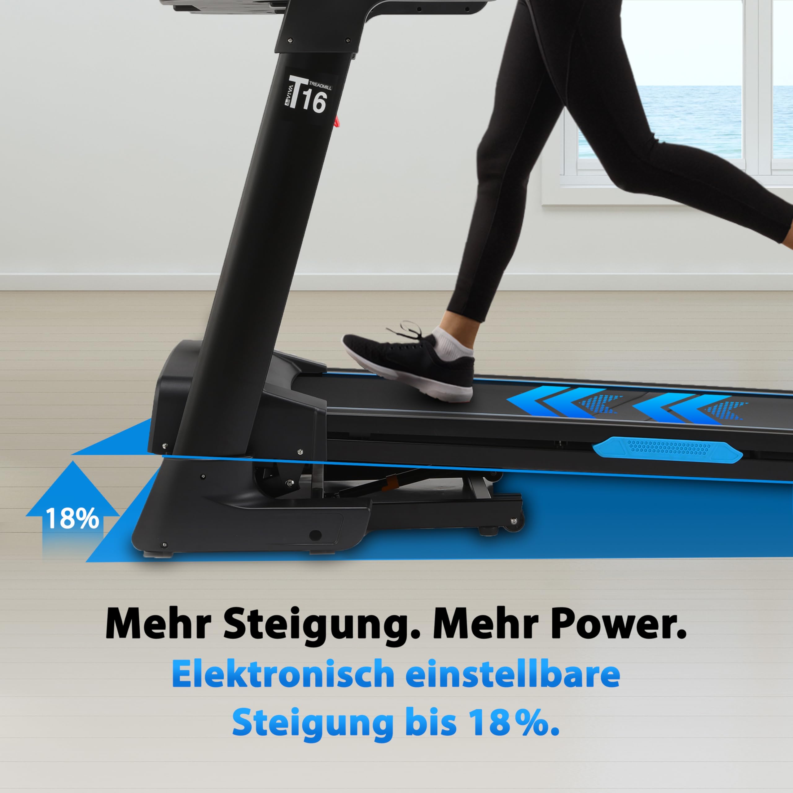 AsVIVA T16 Laufband klappbar, 18 km/h & 18% Steigung, 4 PS Motor, Bluetooth App kompatibel, induktive Ladefunktion, leise