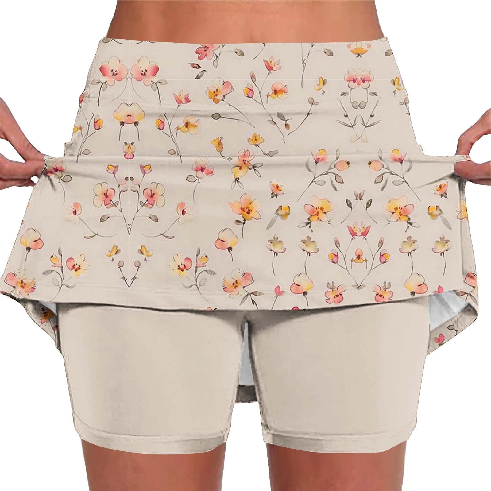 Skorts for Women Plus Size Tummy Control Legging with Skirts Casual High Waist Mini Skirts Athletic Tennis Short — view 22