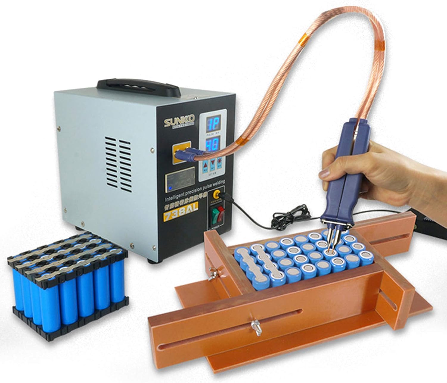 738AL Pulse Spot Welder, 3.6KW 110V Battery Soldering Machine Pulse Spot Welding Machine with Pen & 73LA Telescopic Arm for 18650 Lithium Battery Pack Building
