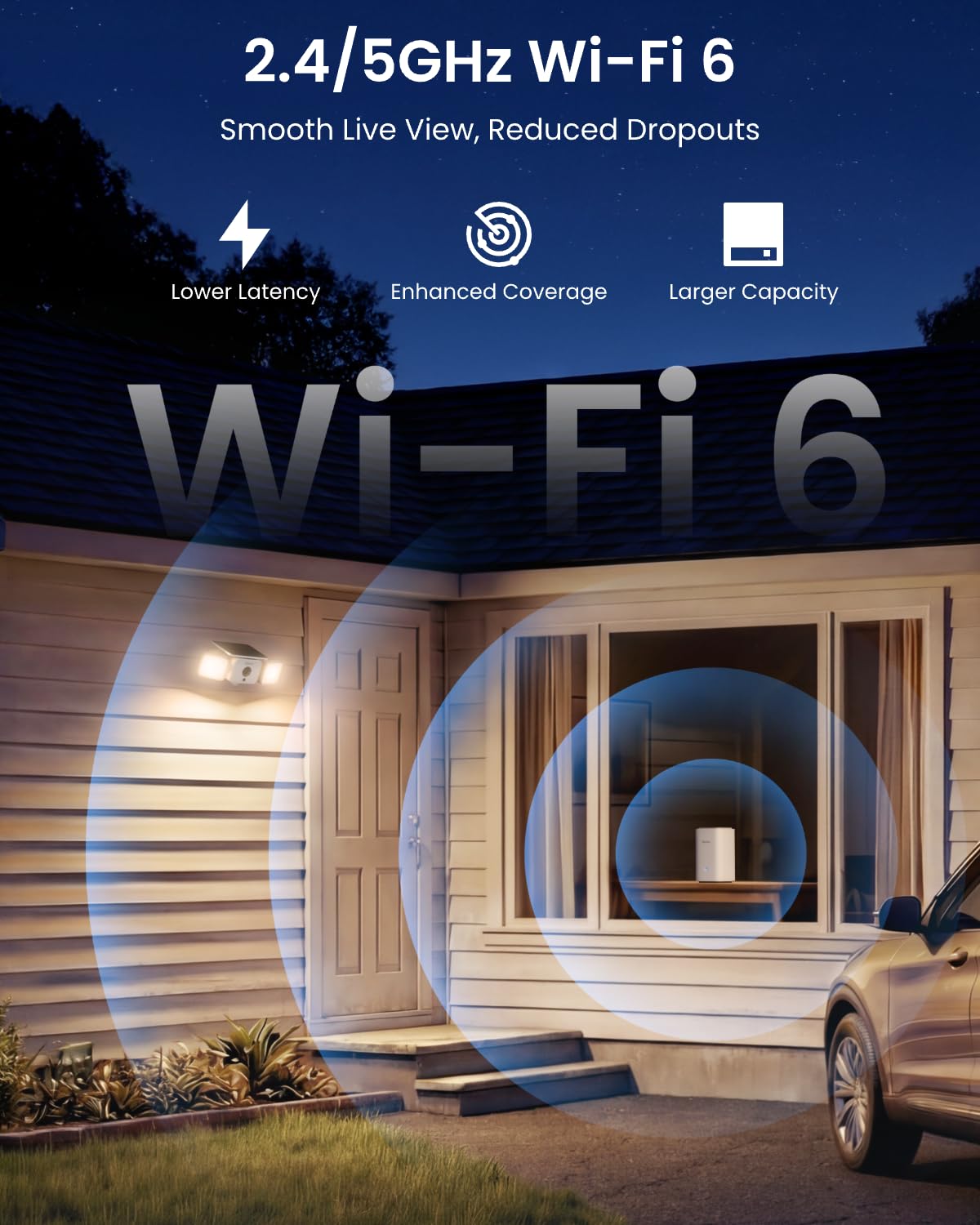 Reolink Solar Floodlight Cam, Bezprzewodowa Zewnętrzna Kamera Monitoringu 2K 150°, Oświetlenie Do 1000 Lm I Alarm Syreną, Reflektor Aktywowany Ruchem AI/PIR, Kolorowy Tryb Nocny, WiFi 6, IP66