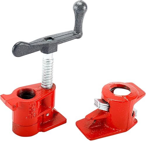 Miniatura 2 de LuckyHigh Juego de abrazaderas de tubo de hierro fundido de 34 pulgadas para pegar madera 6 piezas de color rojo de liberación rápida para