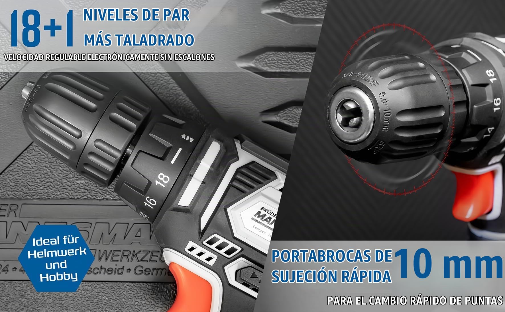 Mannesmann M17680 Brothers - Taladro inalámbrico, 20 V