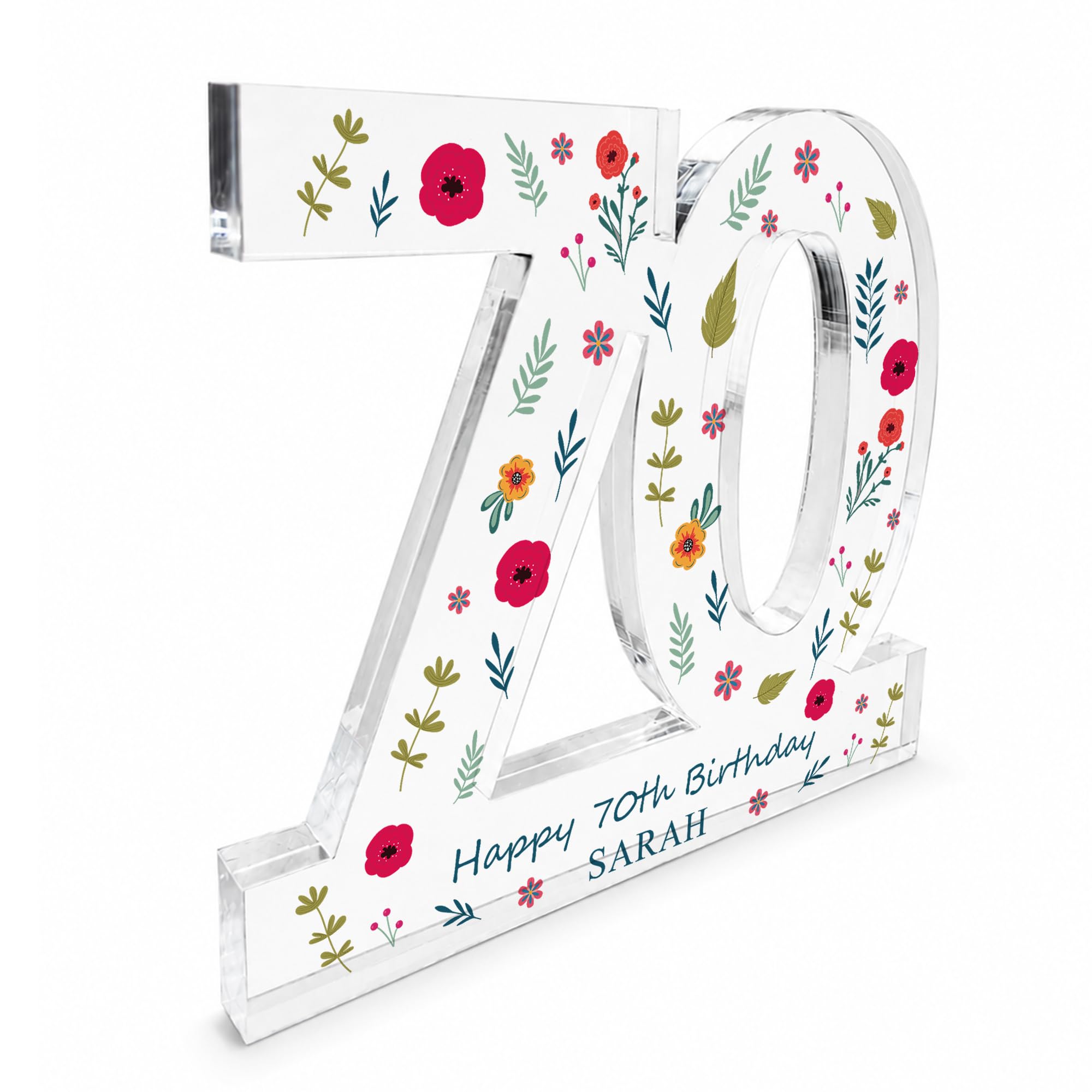 Red Ocean 70th Birthday Gift For Women Personalised Keepsake Plaque For Mum Nan Grandma Friends Family
