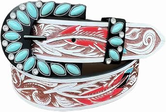 Turquoise Belt for Women, Brown Western Leather Belts for Women, Vintage Country Cowgirl Belt, Western Wear Boho Accessories