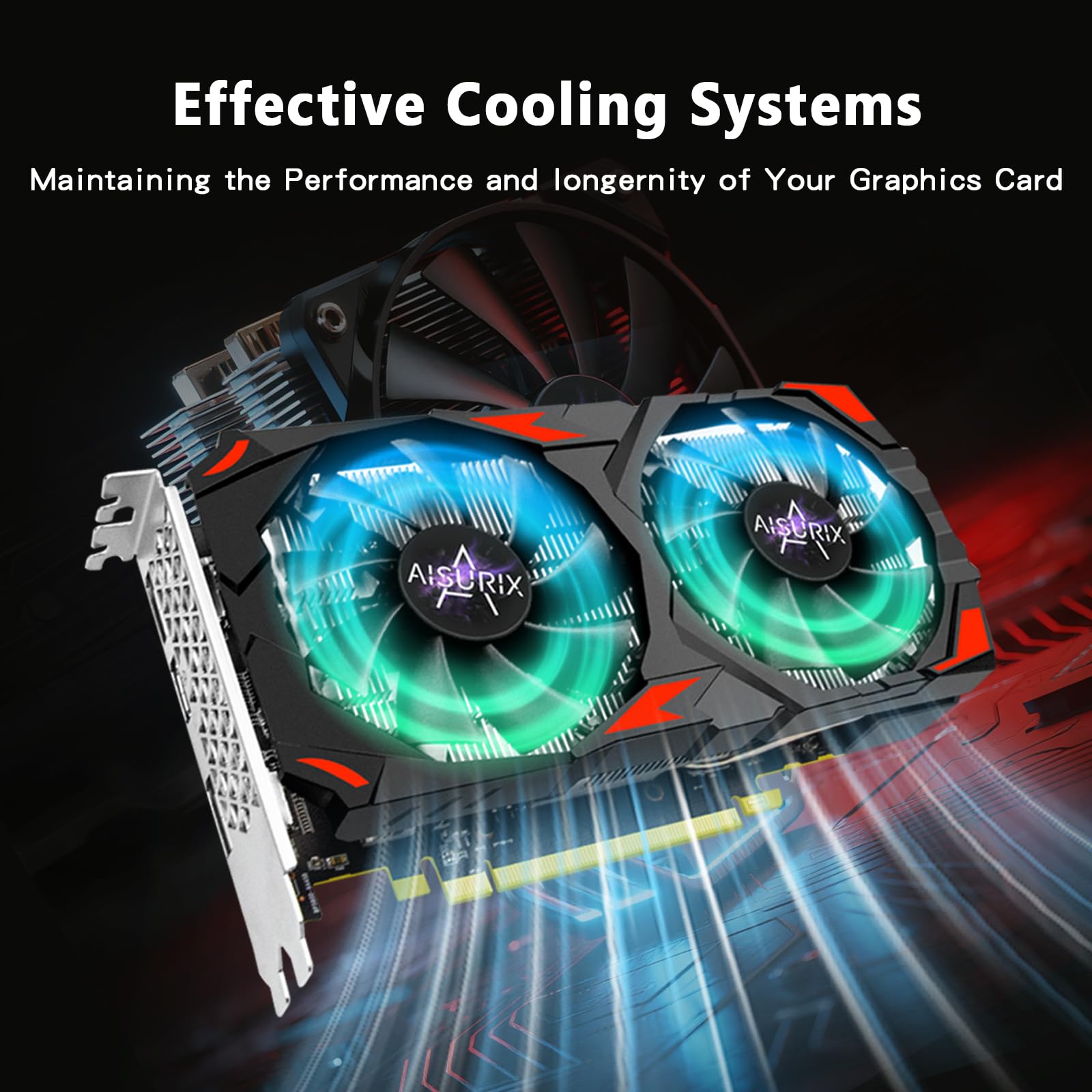 AISURIX RX 590 Grafikkarte, Real 8GB, GDDR5, 256 Bit, RX 580 2304SP PC Gaming Grafikkarte, 2XDP, HDMI, PCI Express 3.0 mit Freeze Fans Grafikkarte für Gaming PC