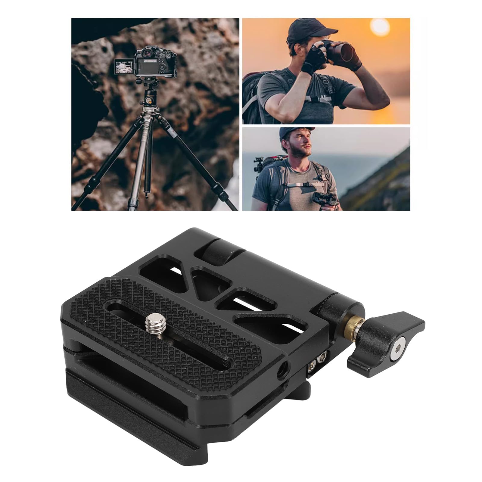 Placa Plegable de liberación rápida con roscas de 1/4 y 3/8 Pulgadas, Adaptador Universal de Montaje para cámara Compatible con Cabezales de Bola de trípode y estabilizadores,