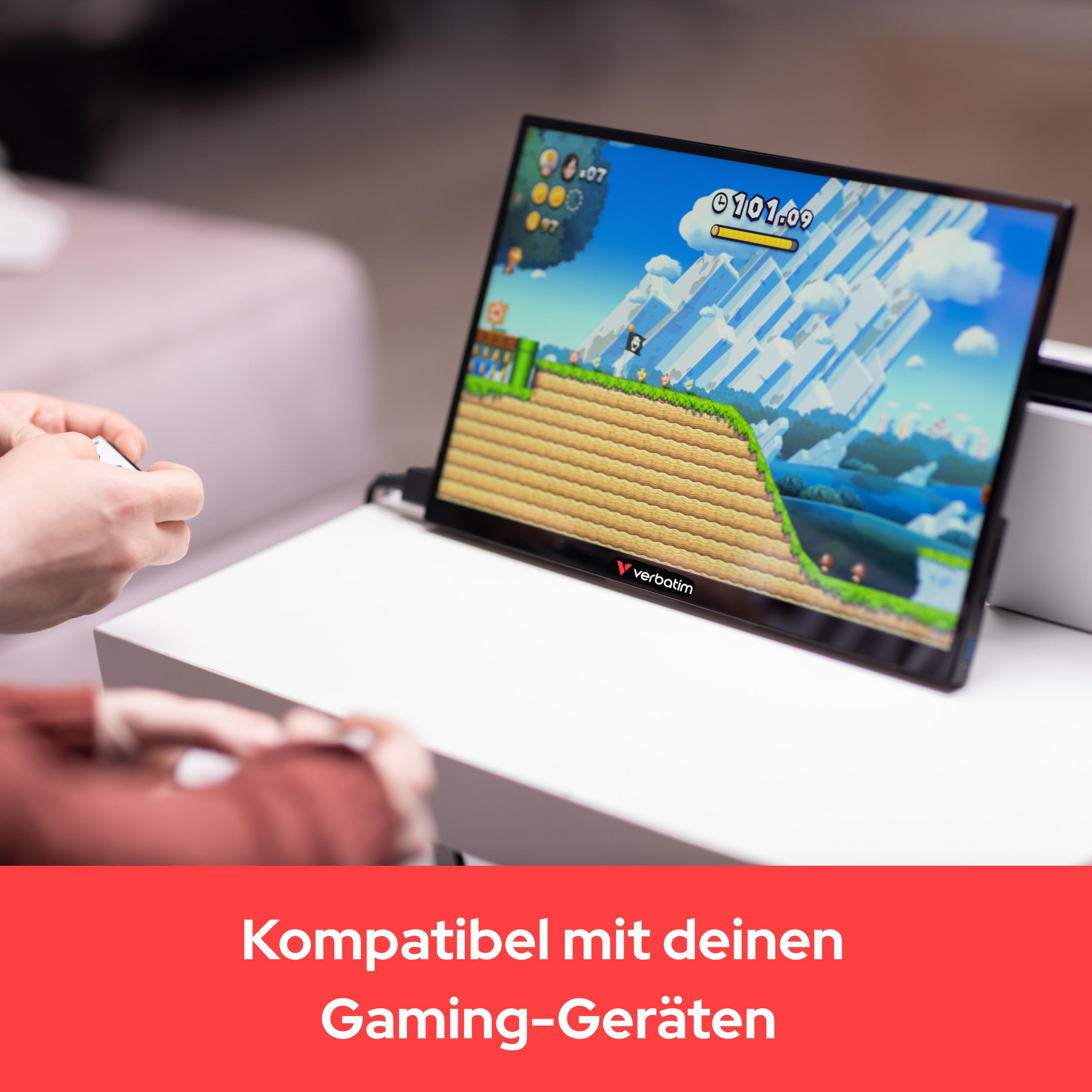 Verbatim PMT-15 LED-Monitor 39,6 cm 15.6" tragbar Touchscreen 1920 x 1080 Full HD 1080p IPS 1000:1 HDMI 2xUSB-C Lautsprecher | Tragbarer Monitor Touchscreen mit USB-C und HDMI für Macbook, PC, Laptop, Tablet, Konsole und mobiles Arbeiten unterwegs