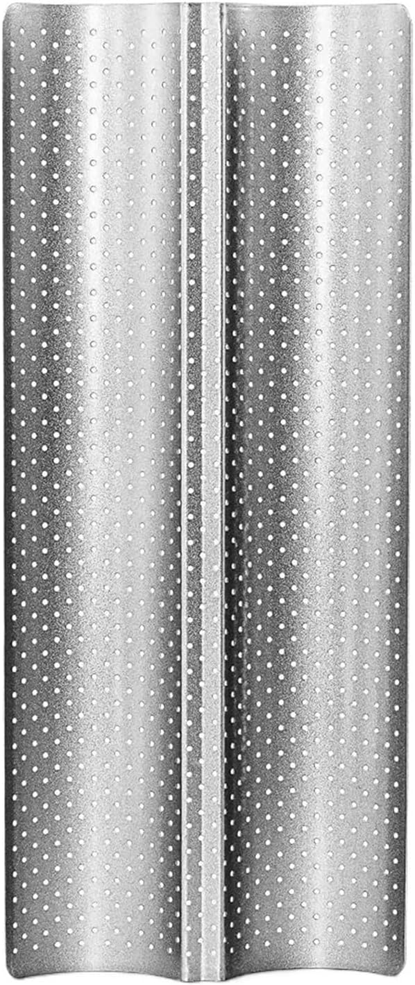 Nonstick Baguette Pans Perforated Baguettes Bakery Tray Reusable Handmade Loaf Bake Mold for Baking French Bread Toast Bakeware(Two-hole mold)