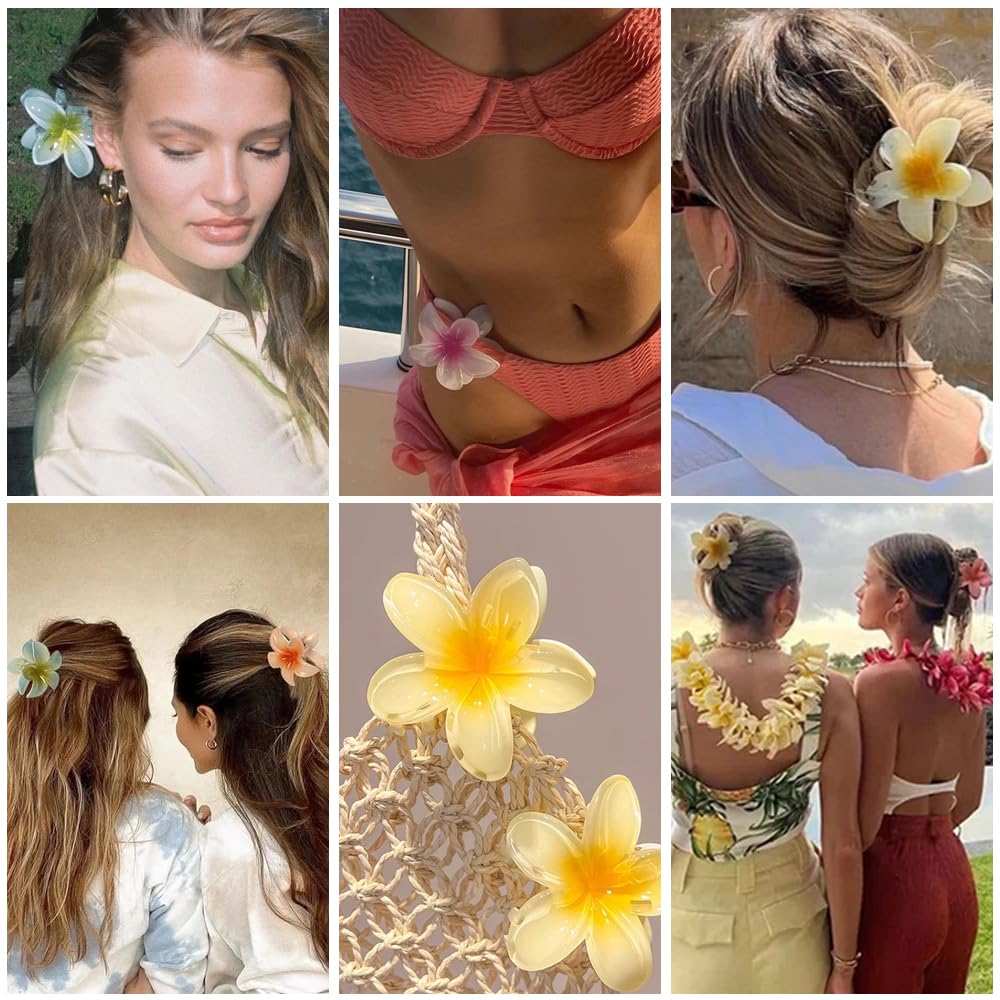 Fermaglio per capelli in pelle fiore fiori blu con giallo middles e