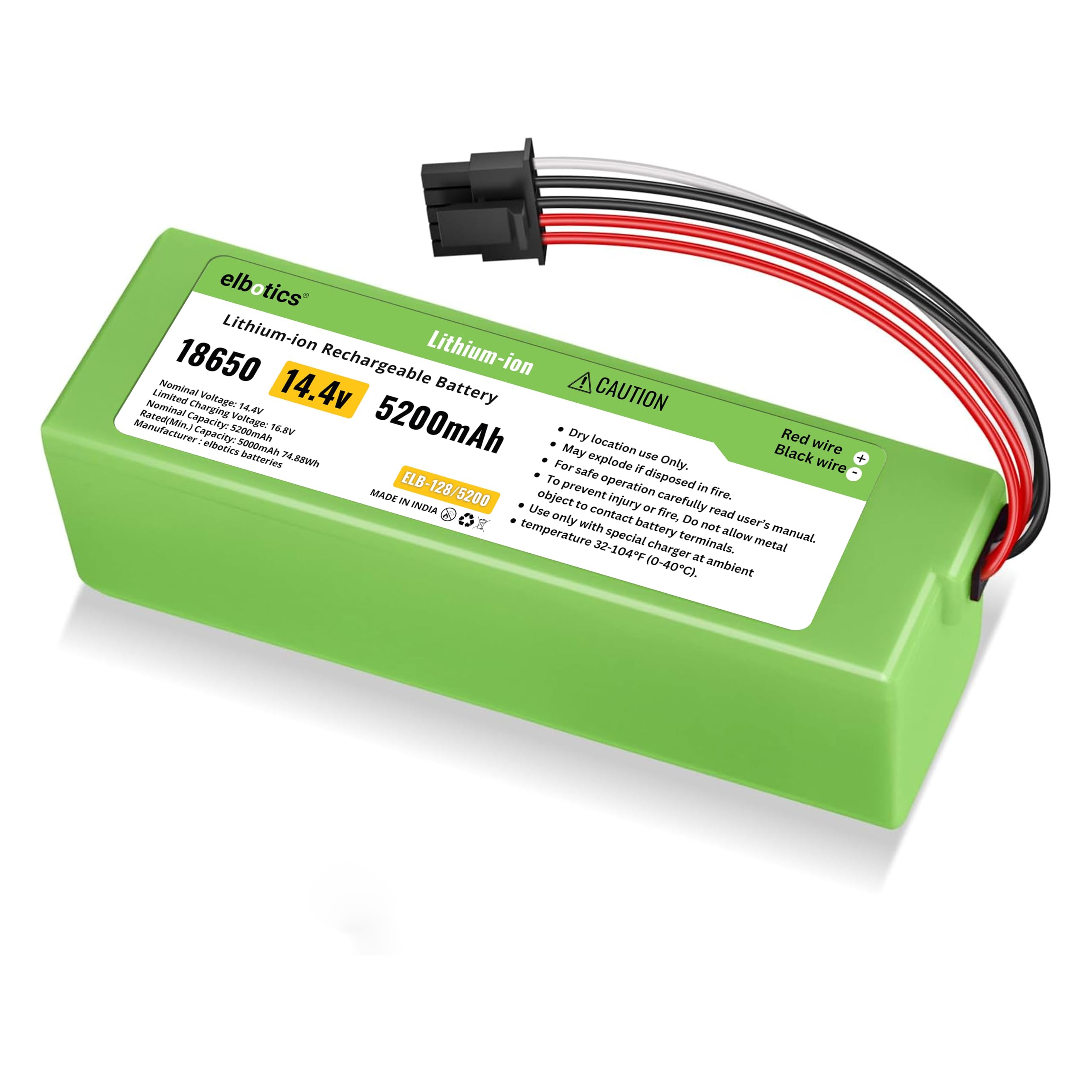 ELBOTICS 14.4V 5200mAh Replacement Battery for Xiaomi Mi Robot Vacuum Mop 2 Pro C101 MJSTS1 MJSTP MJST1S Mop 2 LDS 2nd 5-Pin Connector High Capacity Long Runtime-picture-32