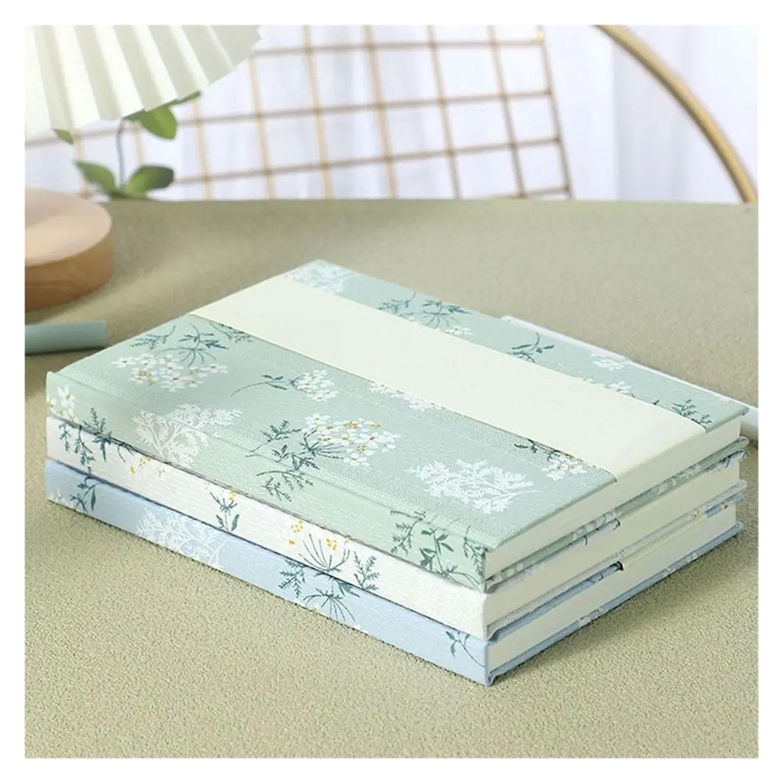 Couverture en tissu for carnet de notes A5, livre à main Compact, reliure en coton polyvalente brodée(Gray)