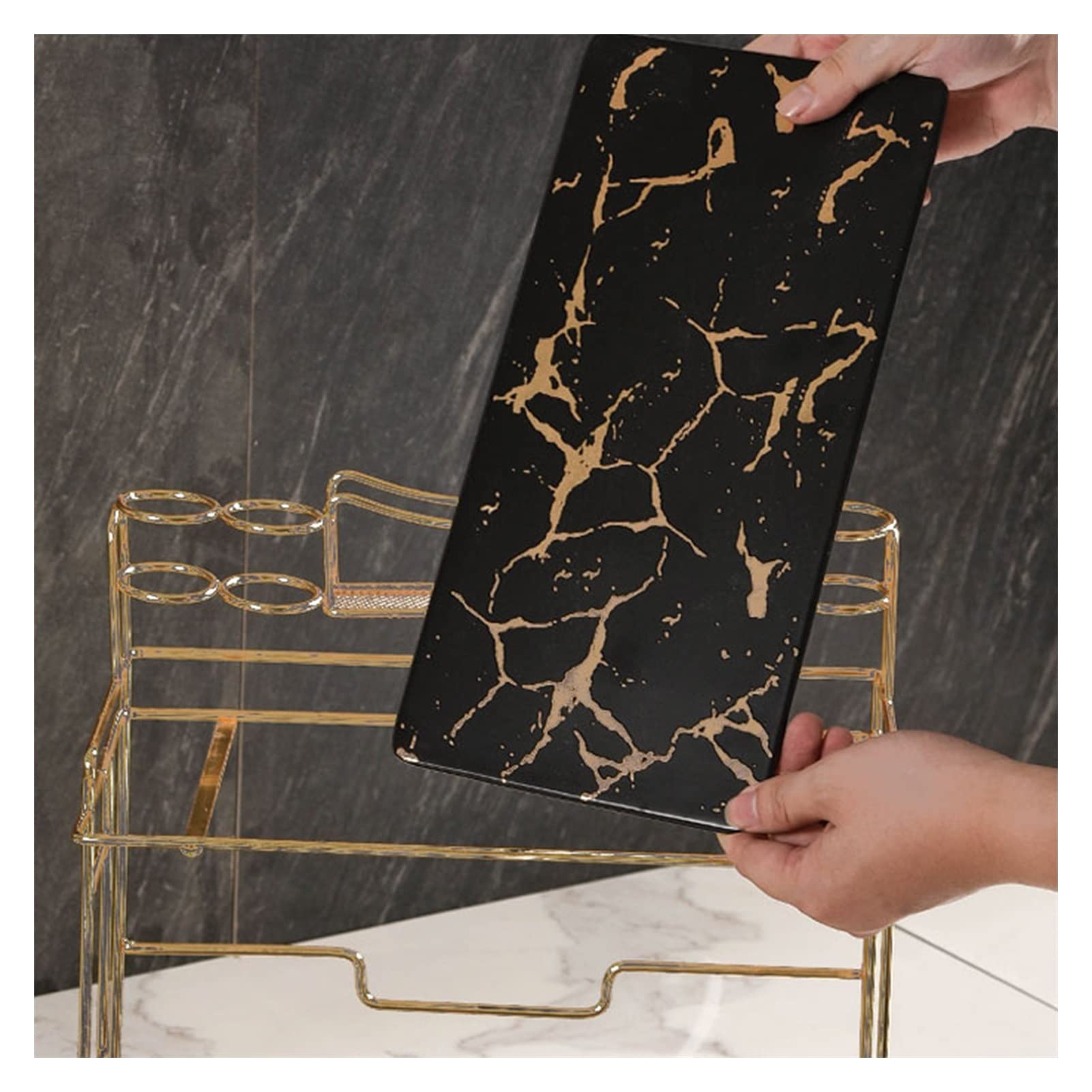 Soporte para pasta de dientes Estantes de baño Tocador de escritorio Cosméticos de doble capa Caja de almacenamiento Caja de almacenamiento de cepillos de dientes eléctricos Escritorio Soporte para pa