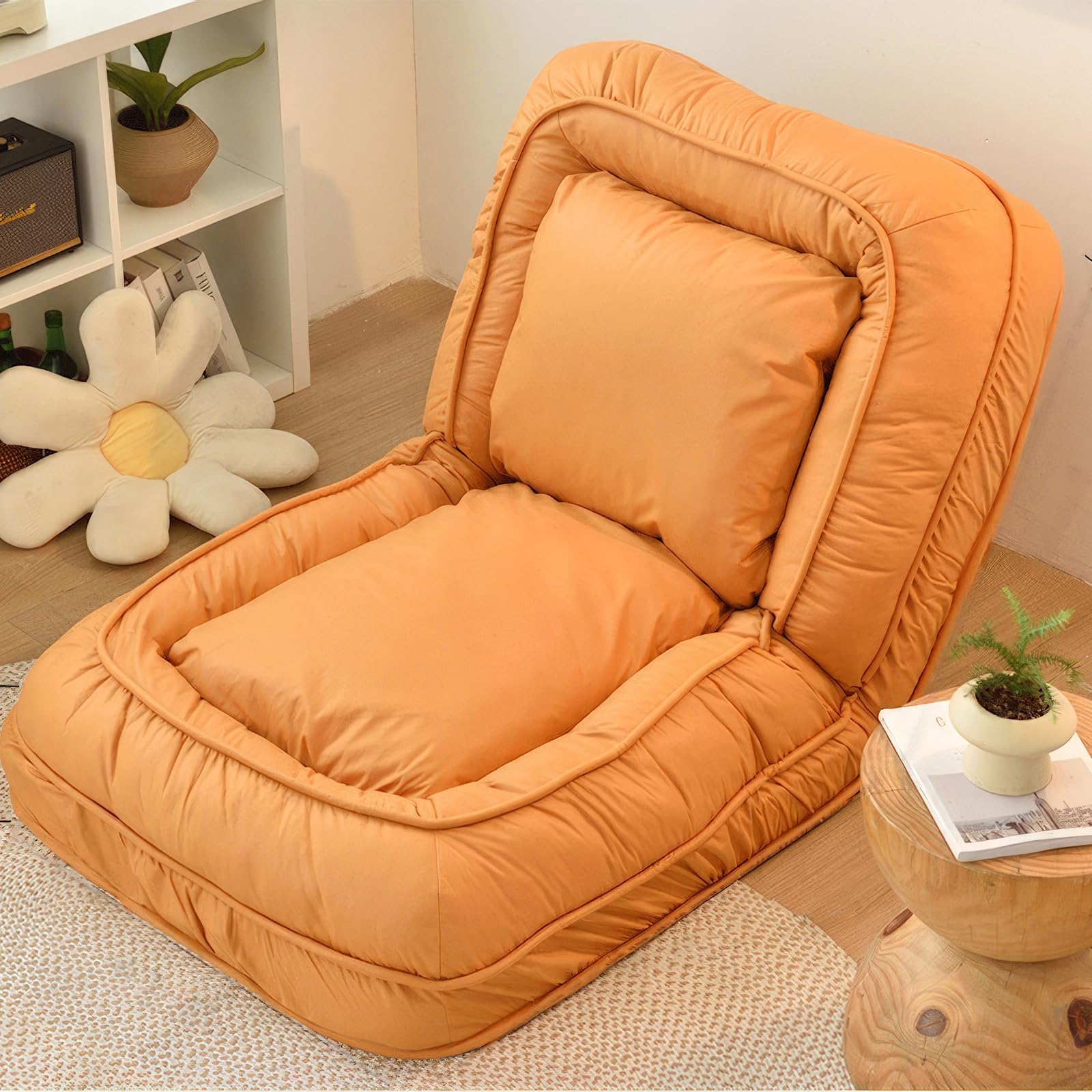 橙色のソファー コンパクトカウチソファ オットマン付き 布張りタイプ (YE) | ニトリ