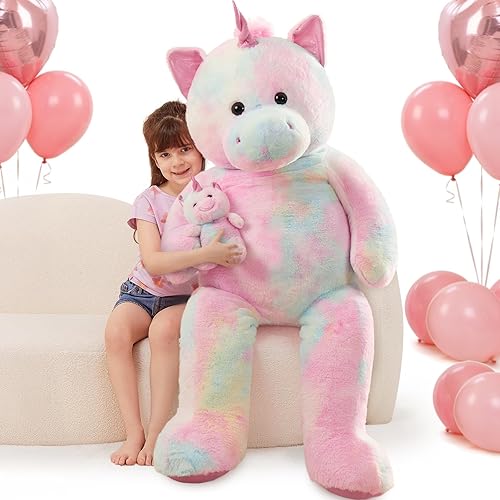 Miniatura 12 de MorisMos Osos de peluche gigantes, Oso de peluche mamá de 28'' con 3 bebés dentro de la barriga, 4 paquetes de peluches grandes para niños, niña,