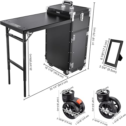 Vista 59 de BYOOTIQUE Estación de escritorio de mesa de manicura portátil para organizador de tecnología de uñas, estuche de maquillaje rodante con ruedas, 4
