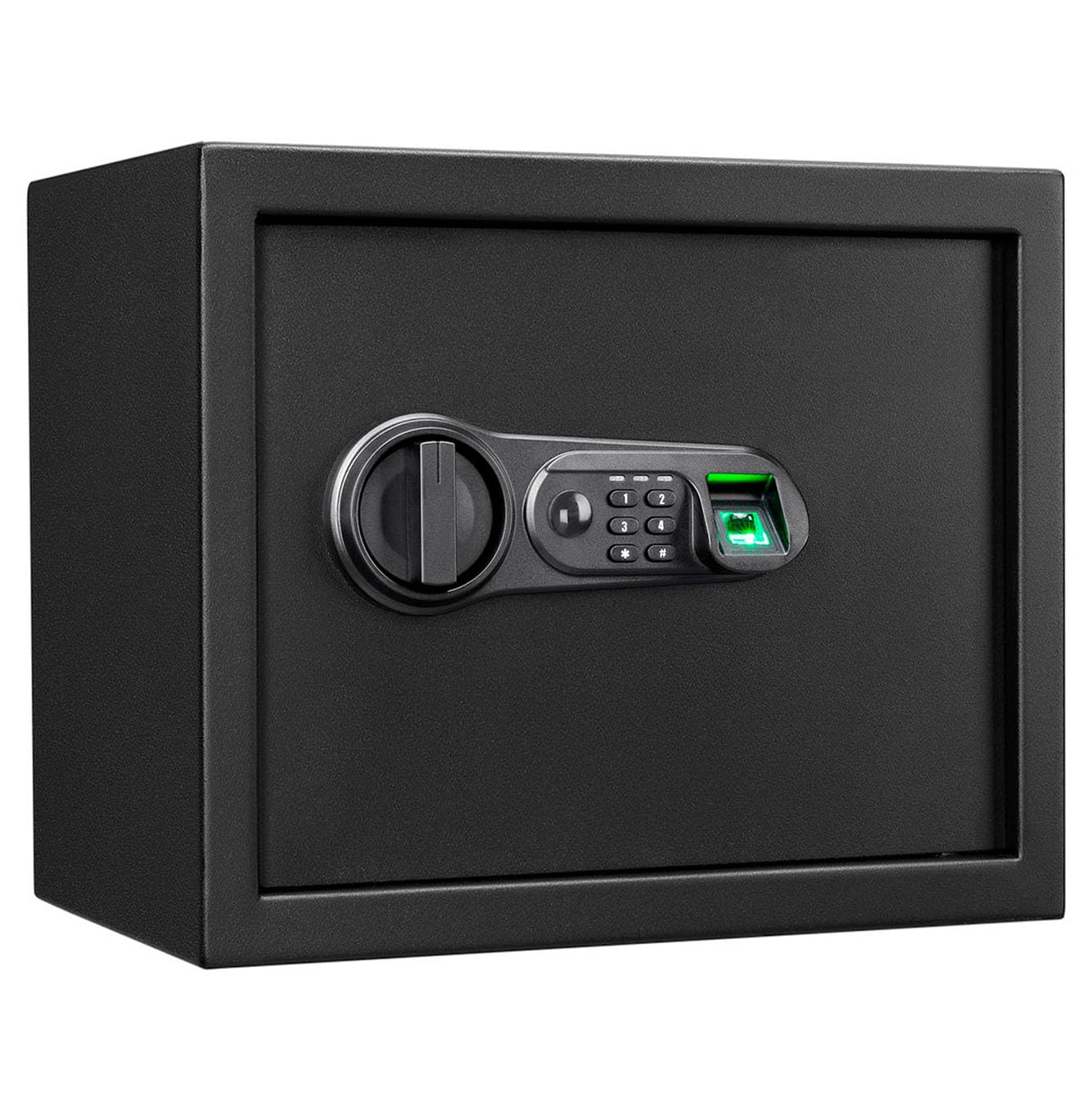 Floordirekt Tresor Catoca 30 x 38 x 30 cm Möbeltresor Safe mit Fingerabdruck Sensor - elektronisches Zahlenschloss, Kombinationsschloss - Wandtresor für Zuhause mit Verriegelungsbolzen