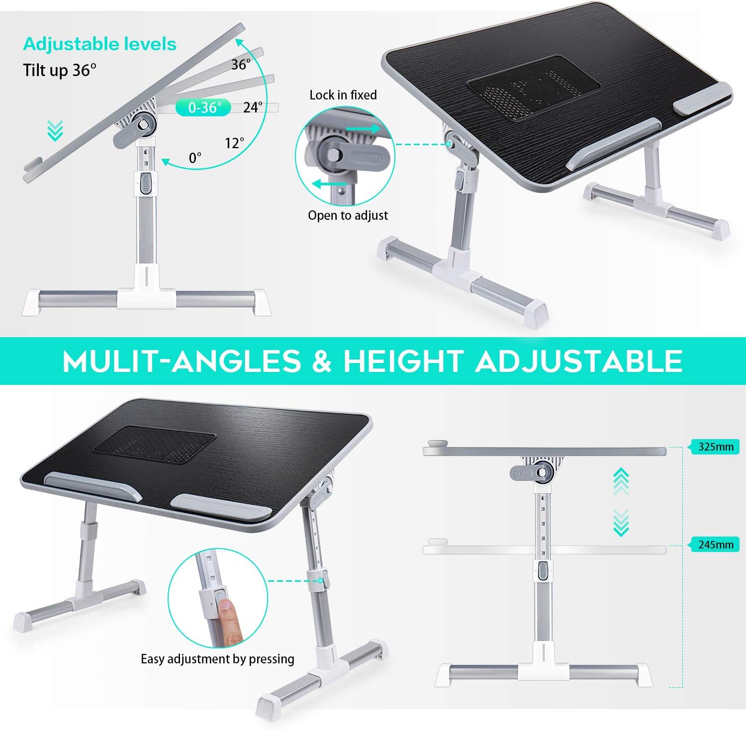 Best Seller Laptop Table Stand Desk, iSeekerkit Adjustable Laptop Bed Tray Table, Portable Stand Desk with Cooling Fan, Foldable Lap Table Tiltable Notebook Desk Compatible for Bed Sofa Couch Floor -Black Get Discount Offer Laptop Table Stand Desk, iSeekerkit Adjustable Laptop Bed Tray Table, Portable Stand Desk with Cooling Fan, Foldable Lap Table Tiltable Notebook Desk Compatible for Bed Sofa Couch Floor -Black
