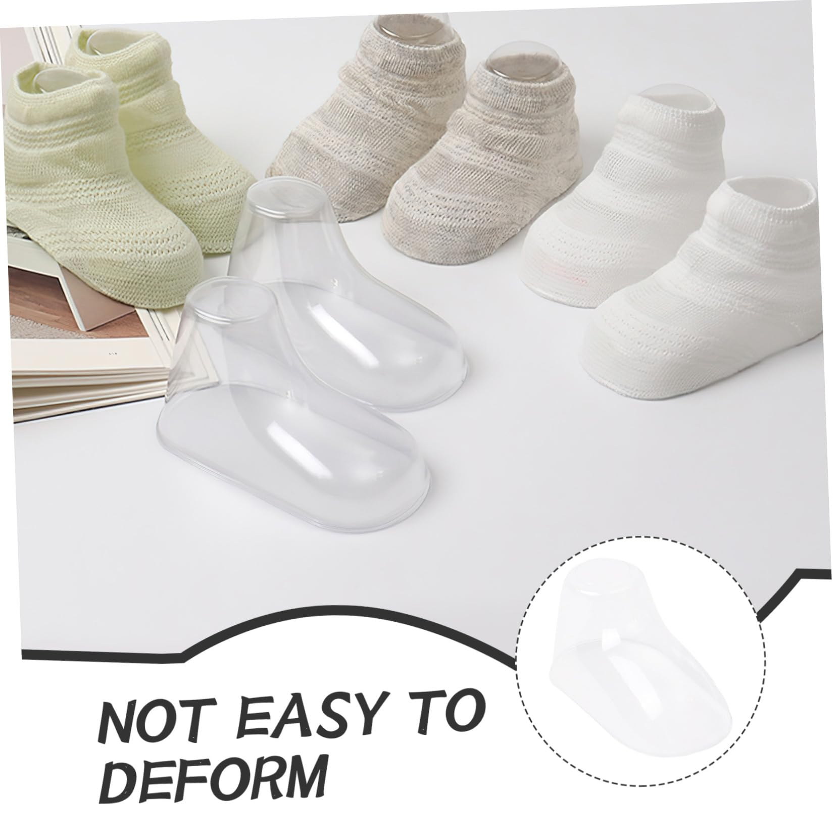 100 Stück Transparente Babyfüße aus Kunststoff Stabile Socken Schuhhalter Große Schuhform für Babysocken und Strickschuhe Langlebige und Praktische Displayständer