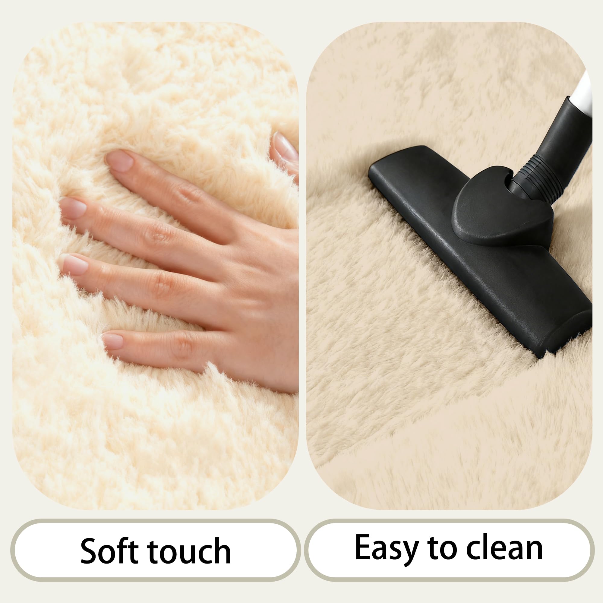XIAOMEI Tapis Salon Ultra Doux 130x230cm Couleur Crème