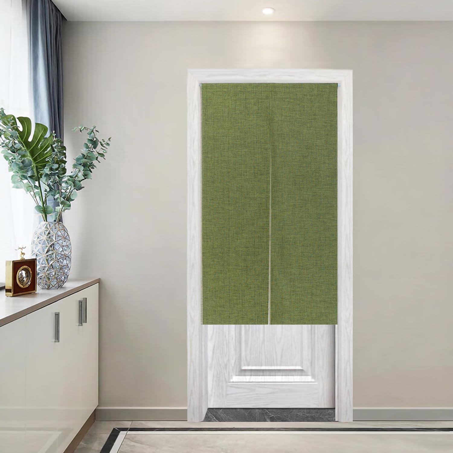 Japanese Linen-Style Privacy Curtain in Green