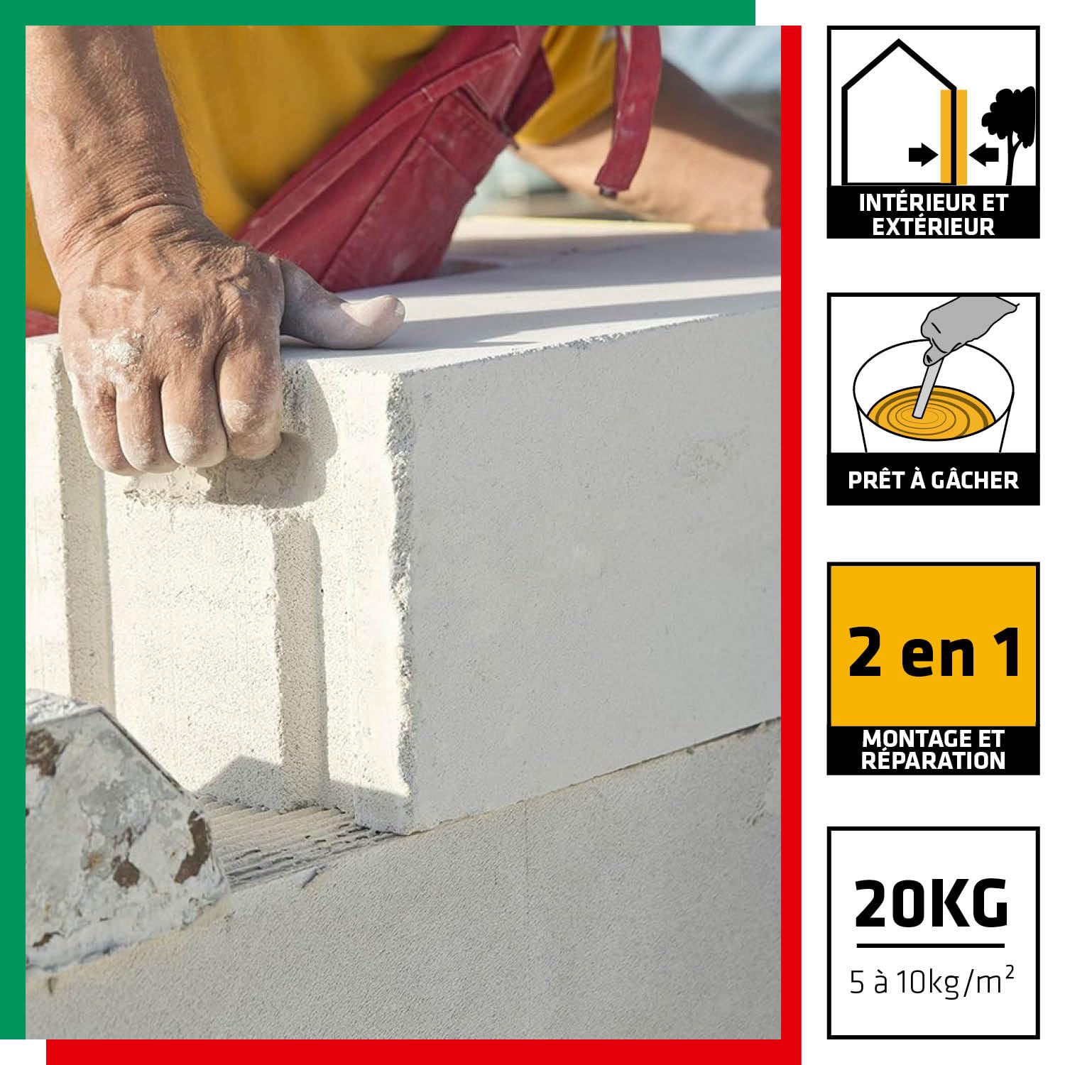 PAREXLANKO - Mortier Colle Béton Cellulaire - Blanc - 20kg