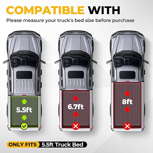 Vista 34 de Auto Dynasty Cubierta tonneau suave enrollable para caja de camioneta compatible con Ford F-150 2004-2014 de 6.5 pies/78 pulgadas, parte superior