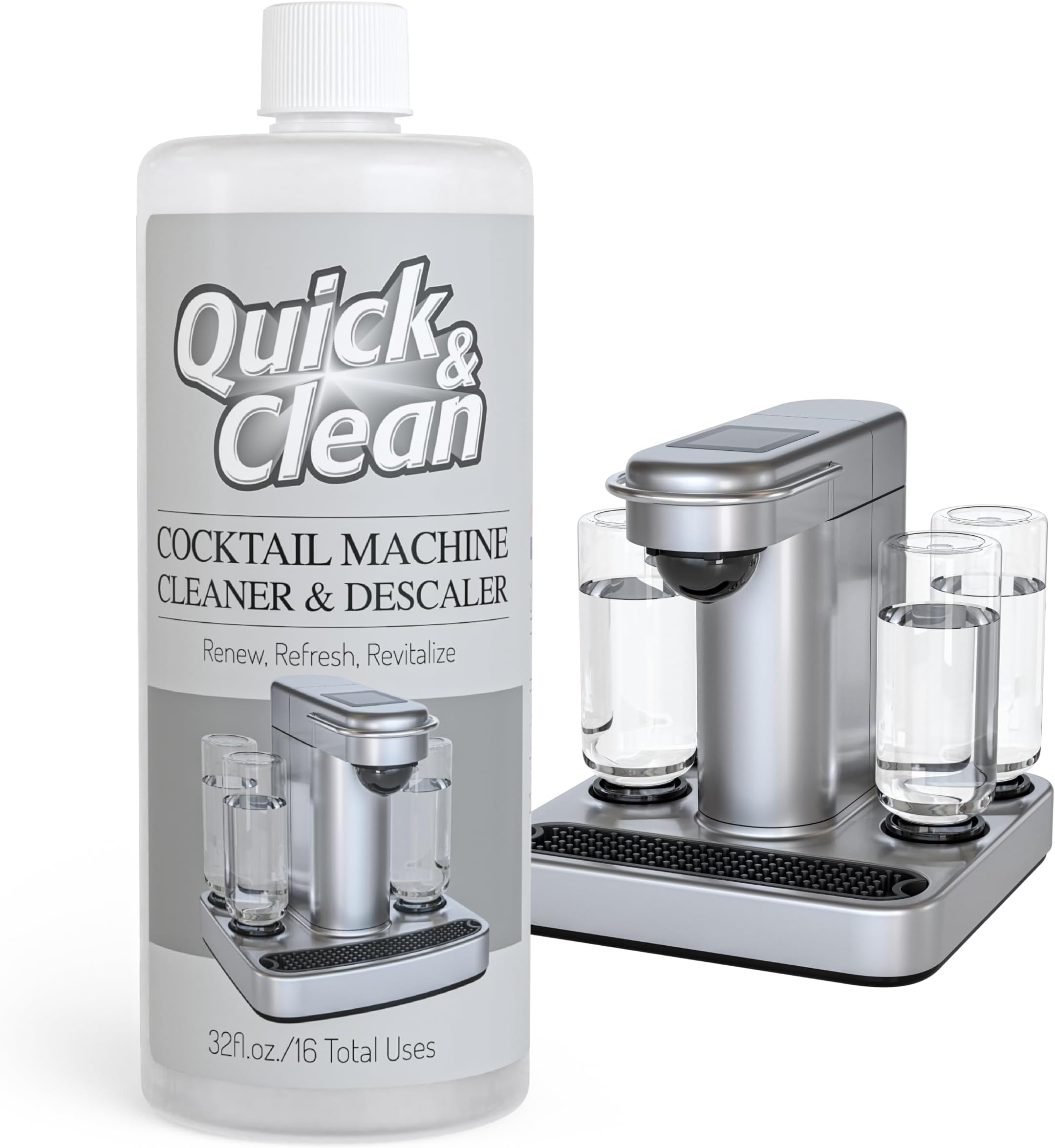 Quick & CleanCocktail Machine Cleaner & Descaler - Made in the USA - Cleaner & Descaler for At-Home Cocktail Machines - Removes Mineral & Limescale Buildup