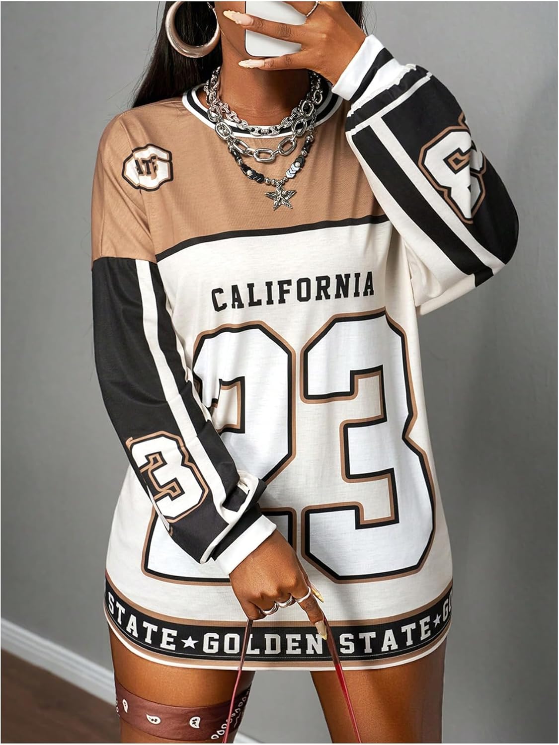 MakeMeChic Women's Plus Size Number Graphic Jersey Shirt Long Sleeve Y2K Tee Tops Dress Streetwear - Image 4