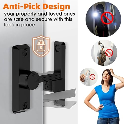 Miniatura 5 de Pestillo para puerta de granero, cierre de 90180 grados, protege la privacidad  Pestillos deslizantes de zinc, herrajes de seguridad para puertas