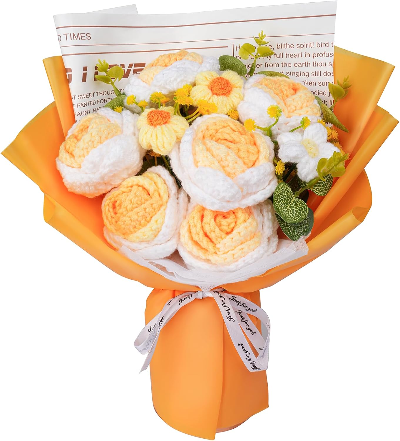 CHUNY Handmade Crochet Flower Bouquet, Sunflower & Daisy Knitted Artificial Flowers for Home Decor, Ideal Gift for Fathers Day, Teacher's Day, Birthdays, Weddings & Graduation Gifts