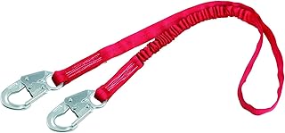 3M Protecta PRO-Stop, 1340220 6-Foot Shock Absorbing Lanyard, Standard Snaps On Ends, Red