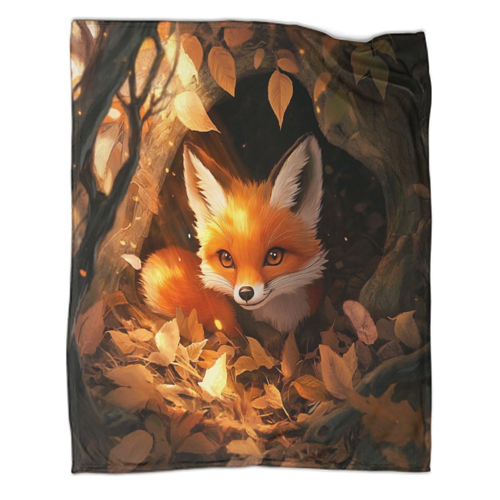 Couverture en flanelle renard 127x152 cm plaid doux chaud