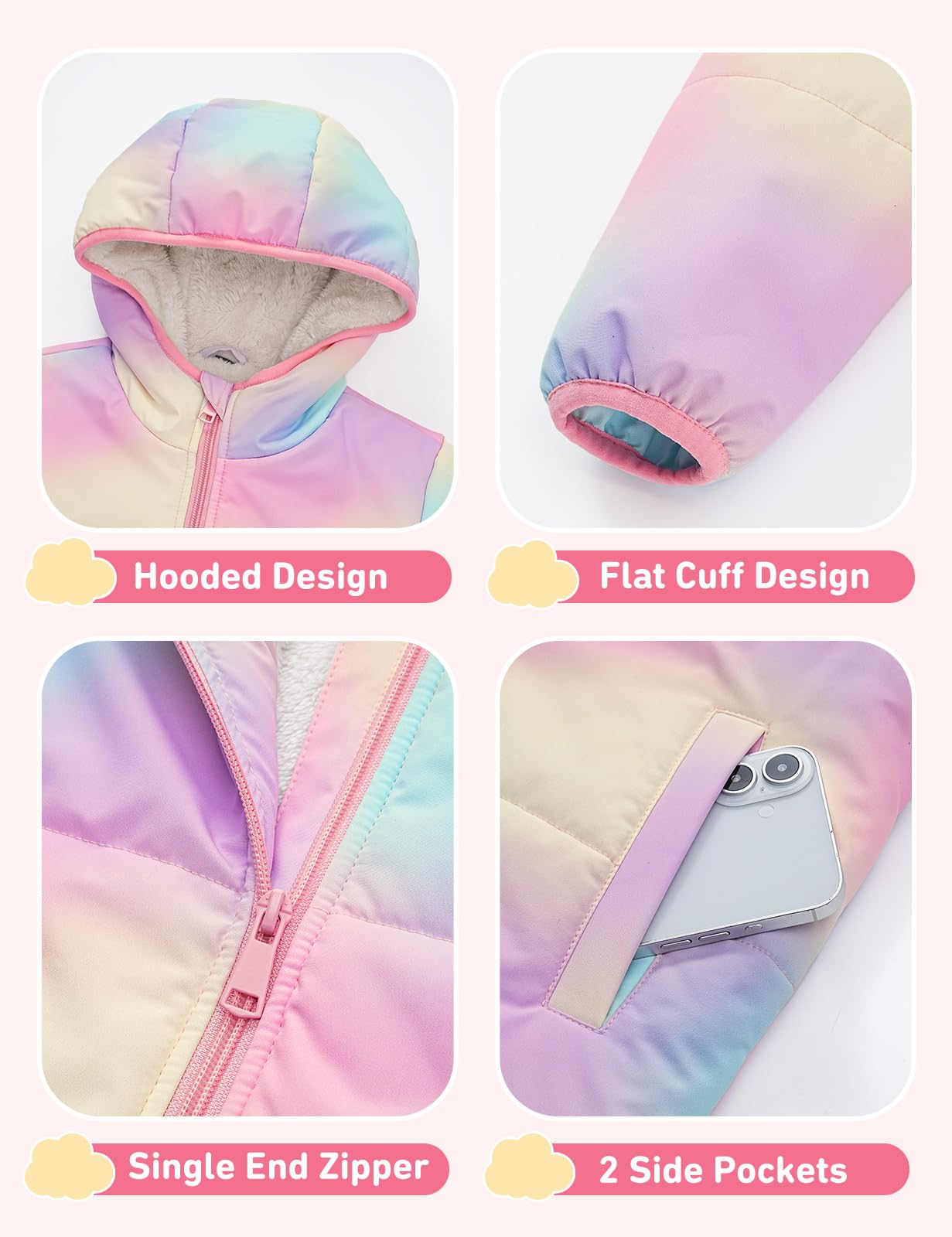 Tuopuda Chaqueta Acolchada Corta para Niñas Chaquetas Invierno con Capucha