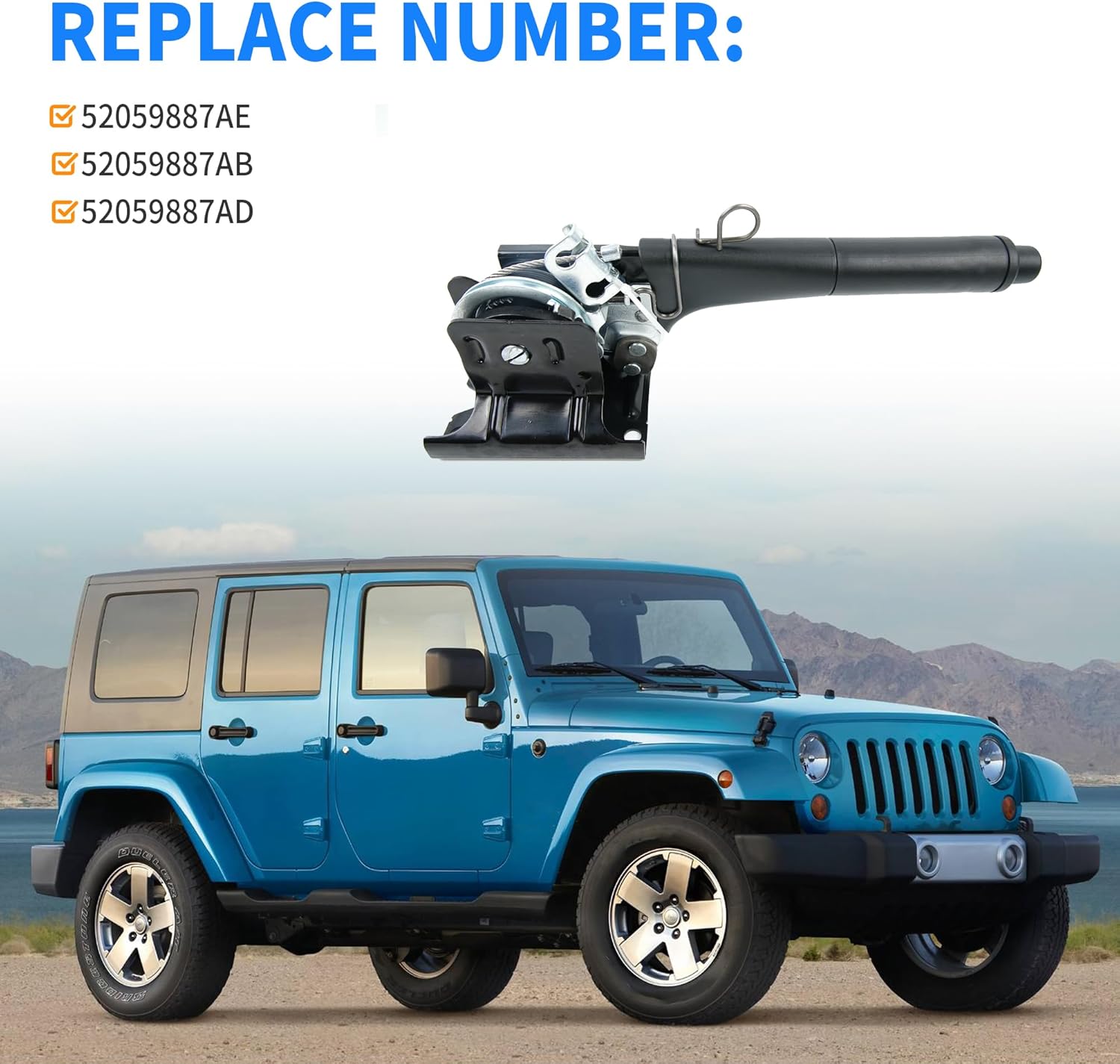 Parking Brake Handle Lever 52059887AE Compatible with Jeep Wrangler JK 2007 2008 2009 2010 Emergency Handbrake Lever Assembly Replaces 52059887AB 52059887AD