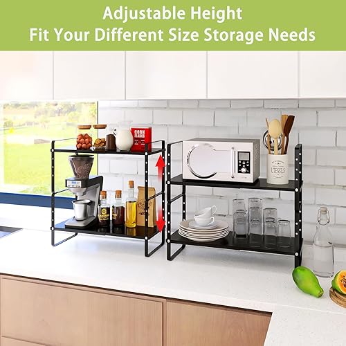 Miniatura 2 de Estante organizador expandible para gabinete estante apilable para encimera de cocina estante de almacenamiento de despensa de altura ajustable