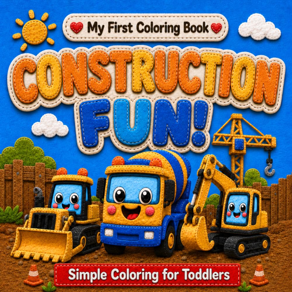My First Coloring Book: Construction Fun!: 30 Simple and Easy Coloring Pages for Toddlers and Preschoolers