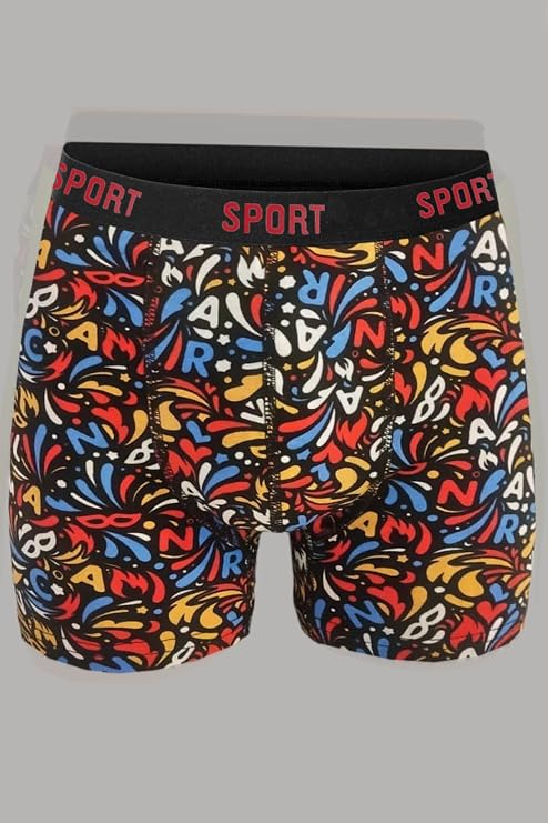 DeeAn 9'lu Paket, Desenli Düz Karışık, Erkek Boxer, Pamuklu, Likralı, Erkek İç Çamaşırı Külot