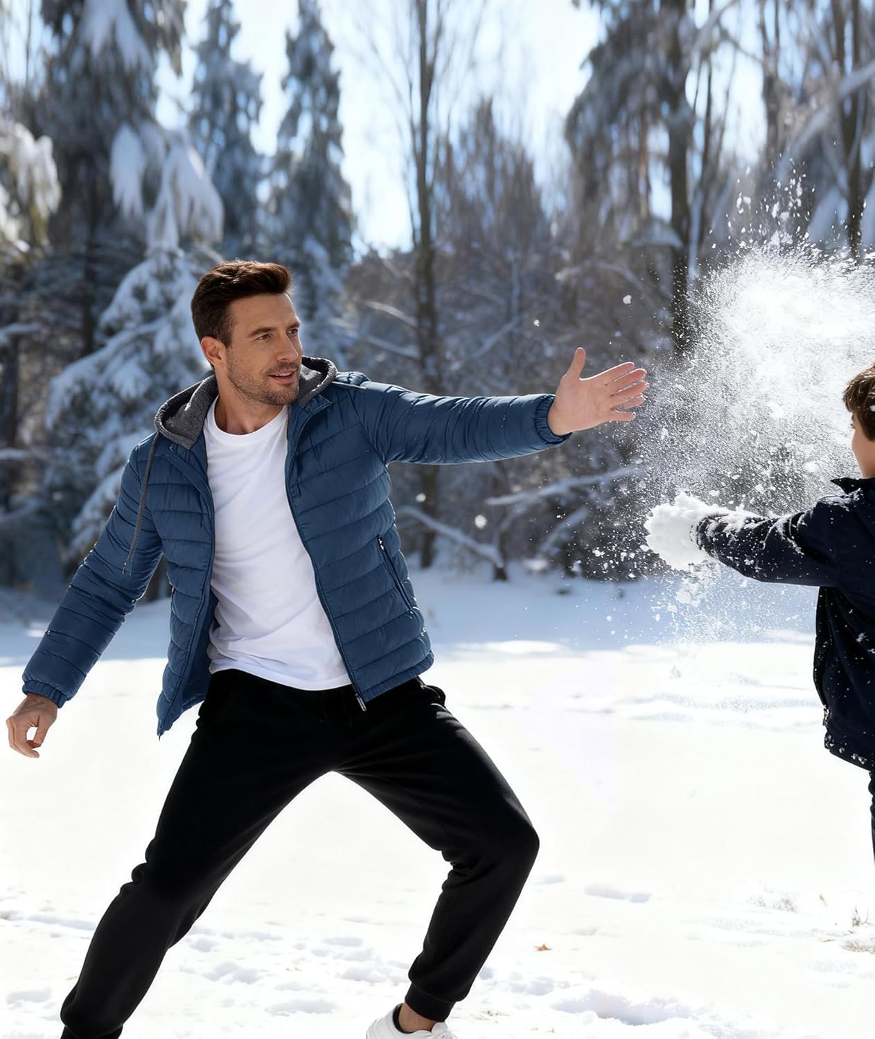 Men Puffer Jacket Lightweight Quilted Hoodies Puffer Hoodie Warm Zip Up Coats Winter Jackets Waterproof Thermal Hood - Image 6