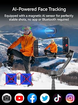AOCHUAN 3-Axis Gimbal Stabilizer for Smartphone Smart X2 Black AI & B20 Storage Bag