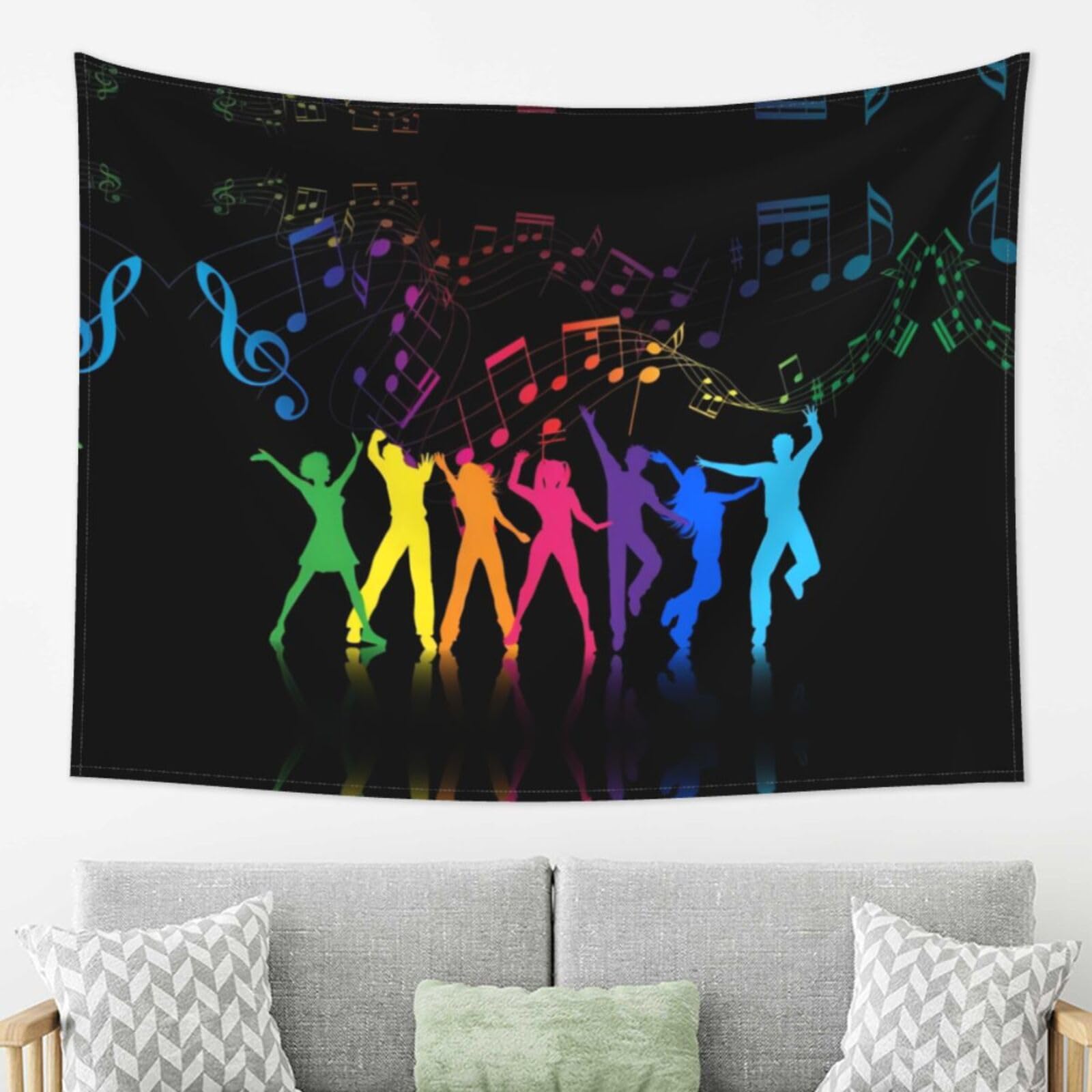 LPLSNWS Dance with Music Tapestry Wall Art, 80x60 Inches, Black