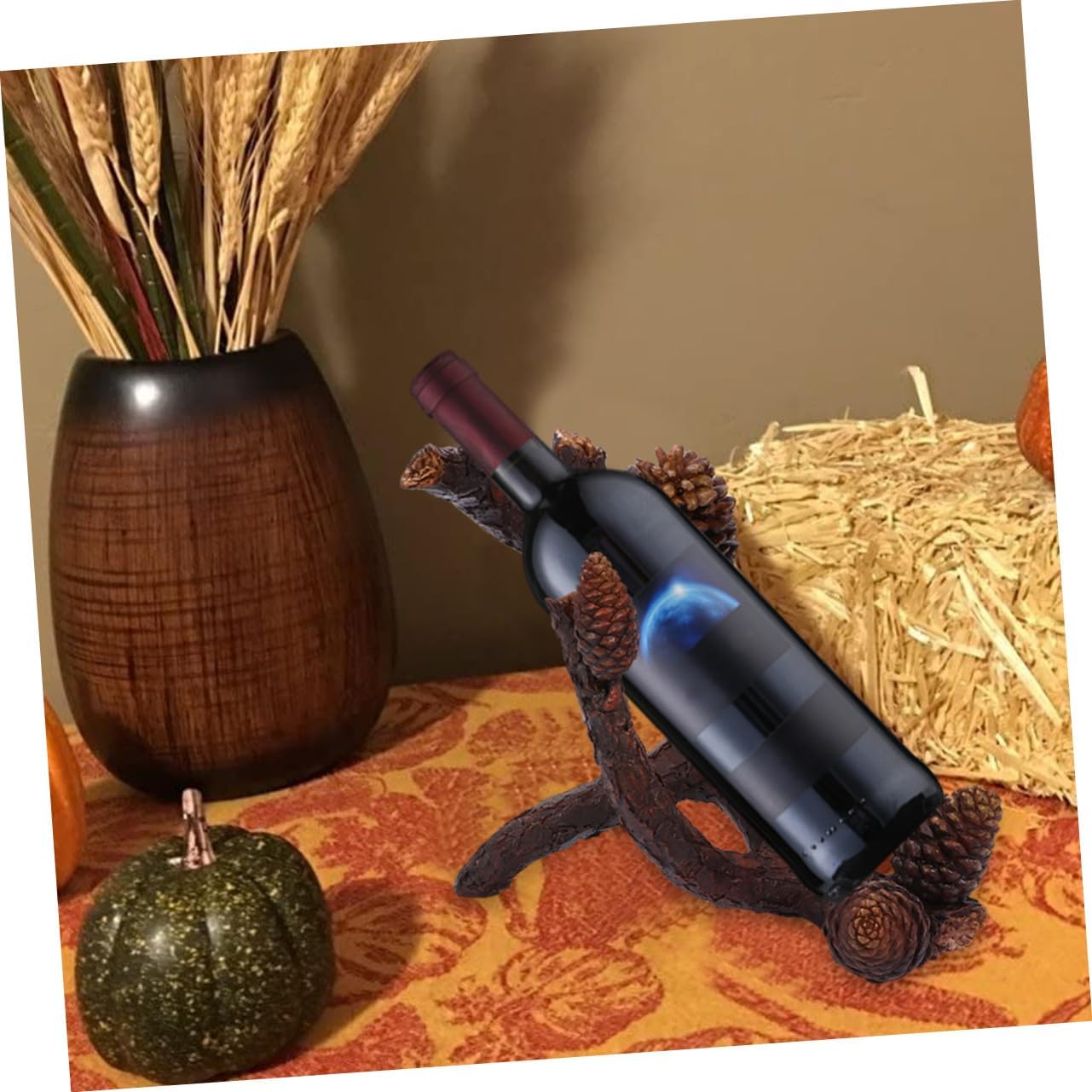 Uonlytech Resin Wine Rack Pine Boughs Tabletop Bottle Holder Decorative Home Decor for Birthday Wedding