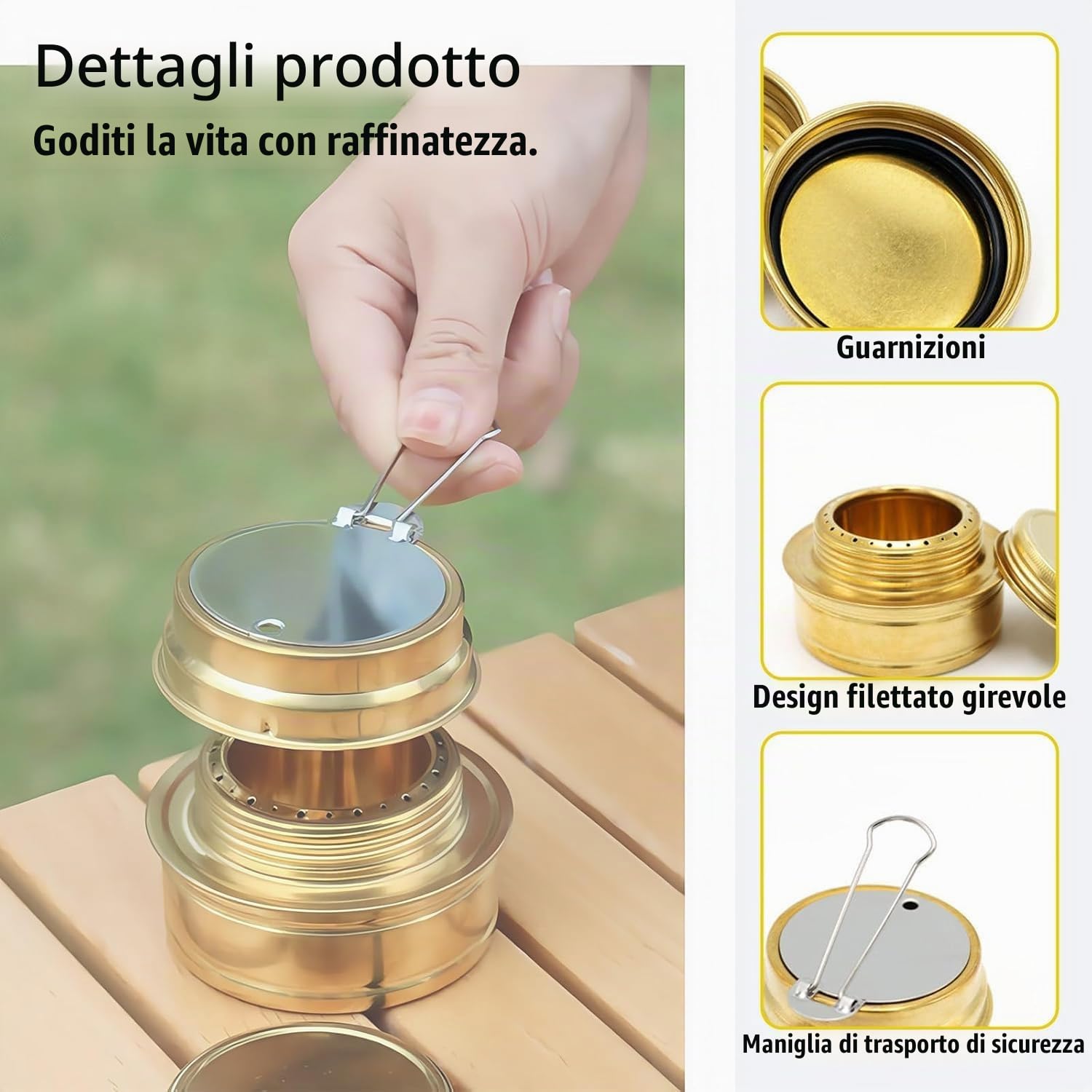 Mini Fornello ad Alcool, Mini Bruciatore da Campeggio Rame Bruciatore Portatile ad Alcool 188 g per Outdoor Picnic Escursionismo Cucinare (Grigio)