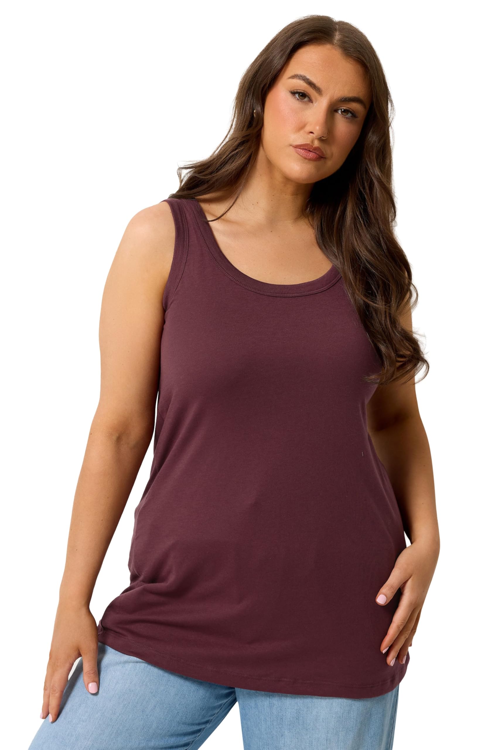 Yours Women's Mauve Curve Purple Basic Core Vest Top - Plus Size Curve