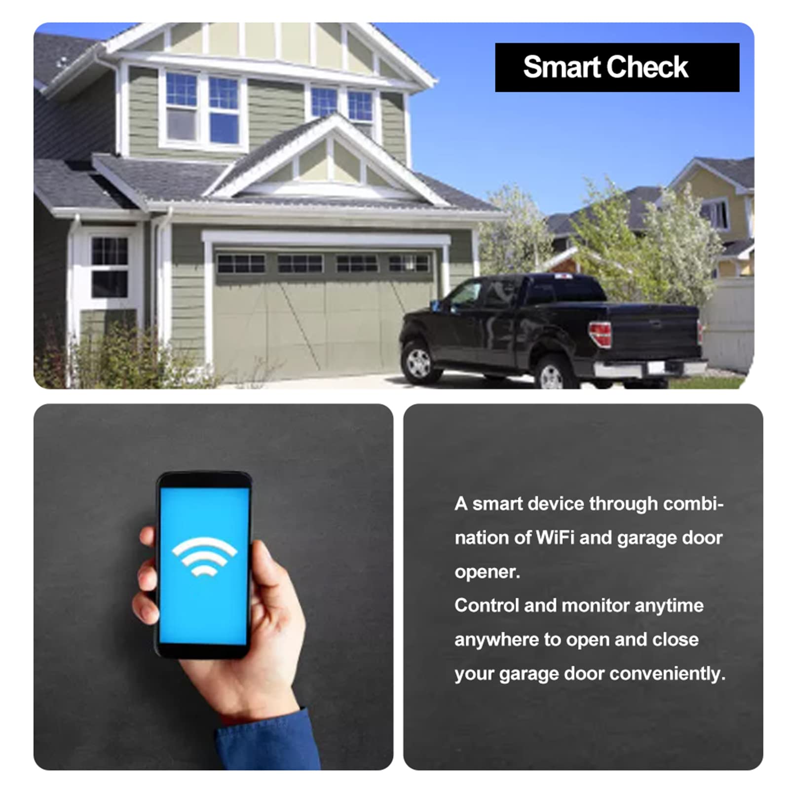Tiiyee Contrôleur de Porte de Garage Intelligent, ouvre Porte à Distance Wi FI Universel Compatible avec Plusieurs Modes de Notification, système de sécurité de Porte sans clé.(100 240V EU Plug)
