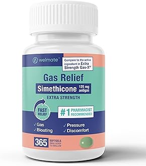 WELMATE - Gas Relief (365 Softgels) Simethicone 125mg Antigas - Fast Relief - Gas, Bloating, Pressure, Discomfort - Extra Strength