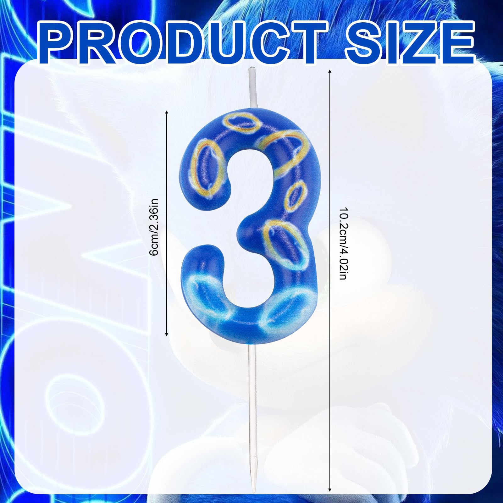 Cartoon Geburtstagskerze Zahl 5 - Blaue Zahlenkerze Mit Goldenen Ringen