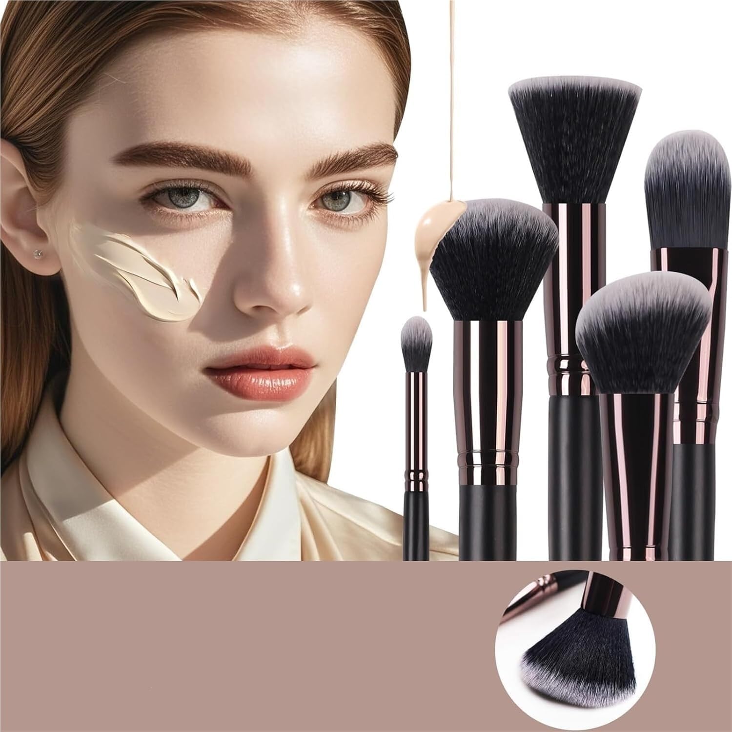 Make-up-Pinsel, Make-up-Pinsel-Set, Echtes 24-teiliges Premium-Qualitätswerkzeug for Synthetische Puder- Und Foundation-Qualität