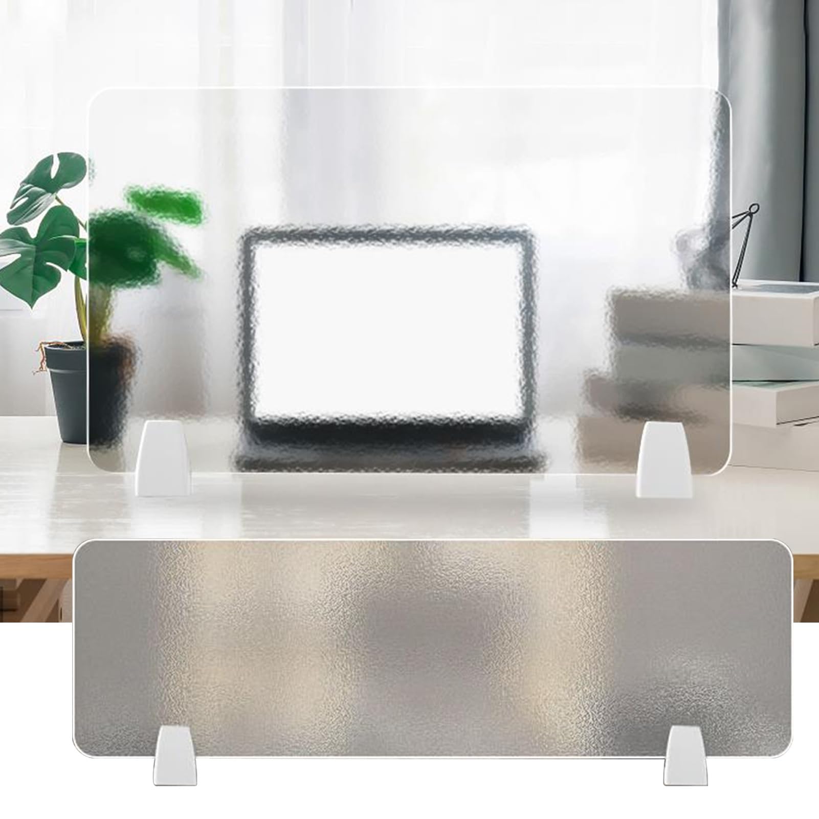 LWJSOCP Desk Privacy Divider Frosted Acrylic Panel for Office and Classroom Freestanding Design with Clamps Ideal for Glass Partitions 60x40cm/23.6x15.7in